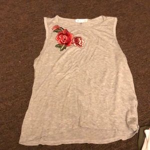 Rose embroidered tank top